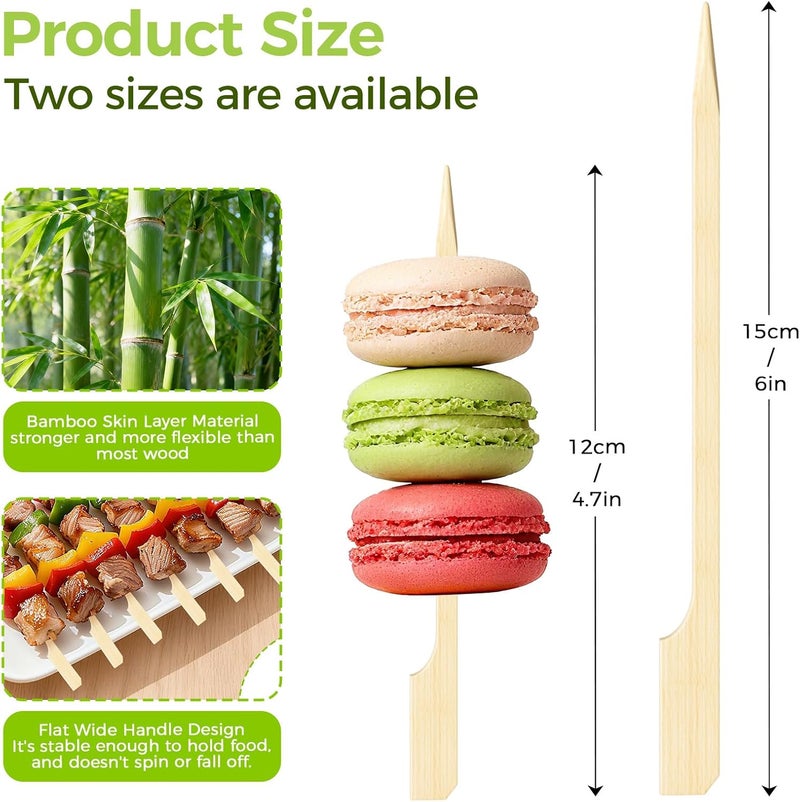 BWCXR 200PCS Flat Bamboo Skewers 6 Inch – Appetizer and BBQ Picks for Grilling, Cocktail Garnish, Fruit, Meat, Cheese, Snacks, Kabob Sticks for Party and Catering - Image 4
